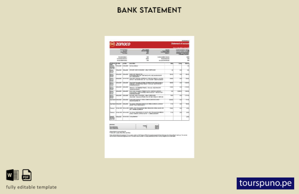 listo para imprimir plantilla de word de extracto de cuenta del banco Zambia Zan